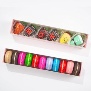 Boîtes cadeaux en chocolat avec couvercle transparent, boîtes à dessert en papier de couleur et de taille personnalisées, emballage alimentaire pour macarons aux fraises, biscuits - Product Image 3