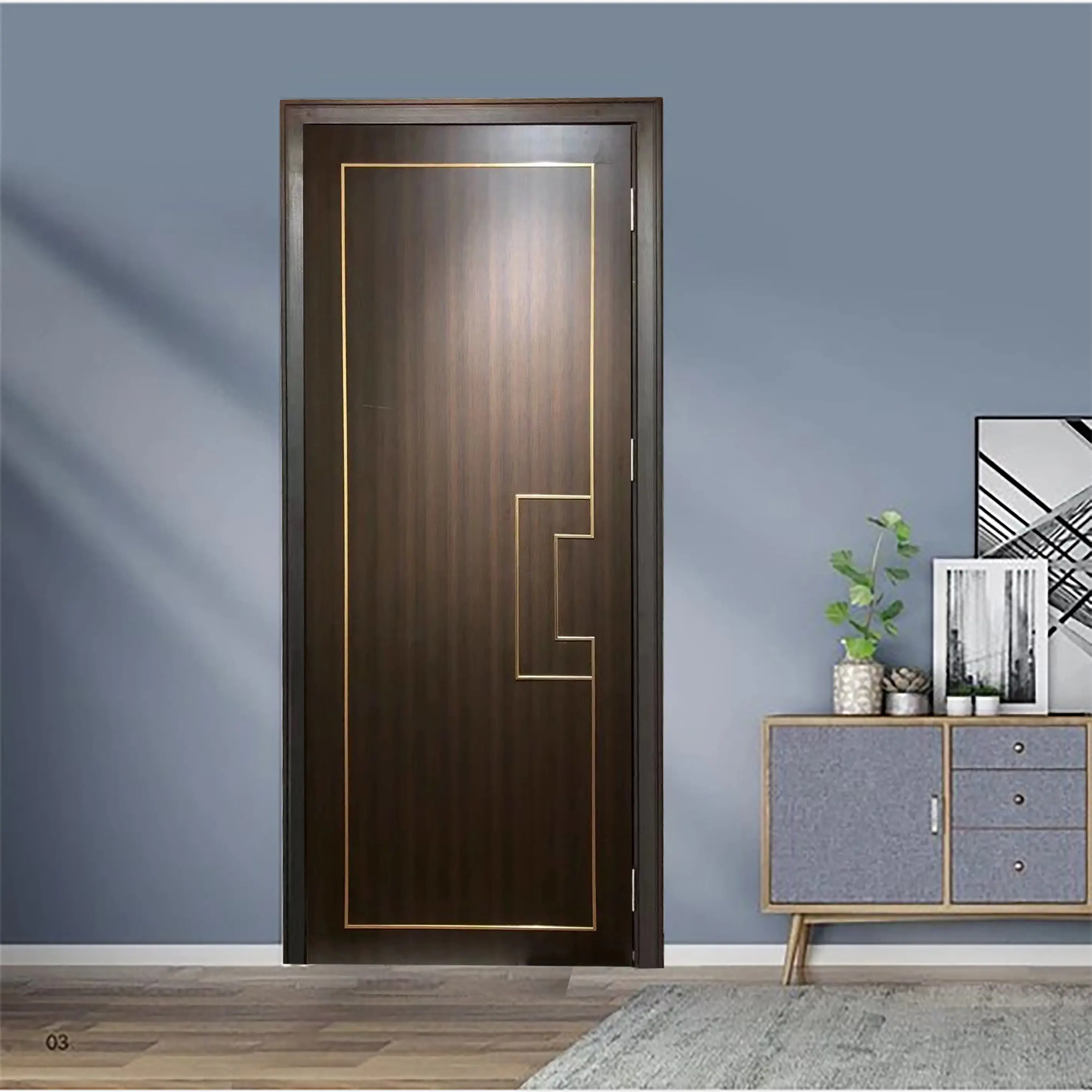 Modern Pintu Interior Pintu Kayu Solid dengan Bingkai