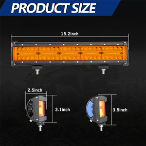 180 độ ánh sáng bảo hiểm 15 inch 110W 12-24 <span class=keywords><strong>Volt</strong></span> kết hợp chùm hổ phách bên Shooter dẫn thanh ánh sáng - Product Image 5