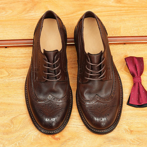 Leather engraved handcrafted leather <b>shoe</b> sole, business casual, British retro style, men's <b>shoes</b> - Product Image 3