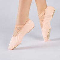 Chaussures de danse ballerines à lanières élastiques croisées, légères, pour enfants et adultes, dessus en PU, semelle extérieure en cuir véritable