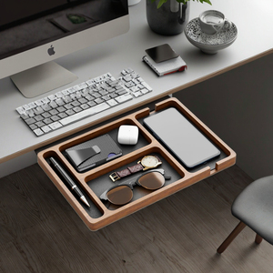 Organisateur de <span class=keywords><strong>bureau</strong></span> en bois laqué minimaliste à 4 grilles <span class=keywords><strong>plateau</strong></span> de rangement unique pour lunettes de soleil montre stylo téléphone portable écouteurs articles divers - Product Image 6