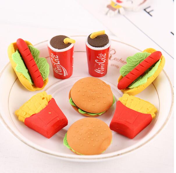Promotional Novelty Trendy Custom Made Fast Food Shaped Erasers