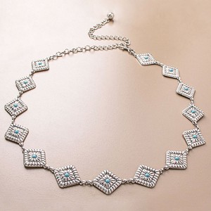 Square Turquoise Silver <b>Waist</b> <b>Chain</b> 115cm For Women Body <b>Chain</b> Fashion Accessory - Product Image 1