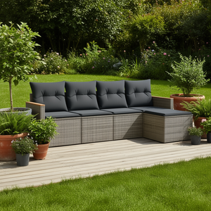 Dark Grey <b>Rattan</b> Garden <b>Sofa</b> Set 4 Seater Outdoor Furniture Contemporary Design - Product Image 2