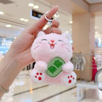 Porte-clés chat porte-bonheur doux et moelleux, pendentif en peluche porte-bonheur chinois, adorable animal porte-clés, décoration de sac à dos pour femme, cadeau