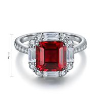 Bague en argent 925 avec pierre précieuse de laboratoire MUSHAN Jewelry Factory, pierre précieuse de couleur rouge sang de pigeon Asche 8*8mm