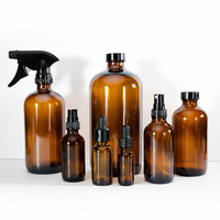 Vente en gros de flacons en verre ambré Boston ronds de 1 oz (30 ml) avec compte-gouttes en bambou pour sérum de soin naturel de la peau