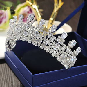 RE3744 عالية الجودة الفاخرة مكعب الزركون تاج العروسة و تاج زركونيا تاج ملكة الماس الزفاف عقال - Product Image 5