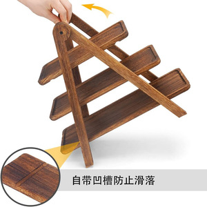 Estante de Almacenamiento de Madera de Múltiples Niveles, Soporte de Exhibición Portátil de Madera Sólida de Tres Niveles para Uso en Fiestas y Restaurantes - Product Image 5