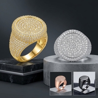 Bague Hip Hop en Cuivre et Zircon, Bijou de Doigt Géométrique Pavé, Style Urbain Unisexe pour Soirées