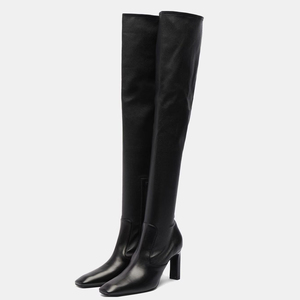 Solid Simple Design Square Toe Shoes Over the Knee High Women Long Boots Wide Top High Chunky Heels Boots for Ladies - Product Image 3