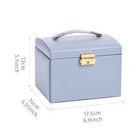 Boîte à bijoux en cuir PU personnalisée, grande capacité, organiseur, collier, bague, boucles d'oreilles, coffret cadeau pour femmes avec miroir, tiroir à serrure