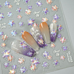 Autocollants pour ongles en relief 3D, muguet, coquille brillante, gaufré, autocollants pour ongles en relief, art des ongles - Product Image 5