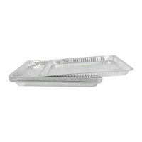 Barquette rectangulaire plate en aluminium argenté de 3500 ml, robuste, épaisse, résistante à la chaleur, jetable, pour barbecue, rôtissage et cuisson