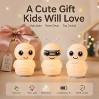Veilleuse en silicone Honey, 3 options, sûre pour les bébés et les nourrissons, lampe douce à changement de couleur RGB, cadeau de vacances pour enfants