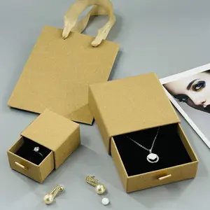 Caja de joyería deslizante aper, embalaje de cartón, cajón deslizante, embalaje, anillo, collar, pulsera, caja de regalo