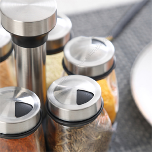 Juego de 6 tarros giratorios de cristal DD998 para especias, sal, pimienta y condimentos con soporte para cocina al por mayor - Product Image 3