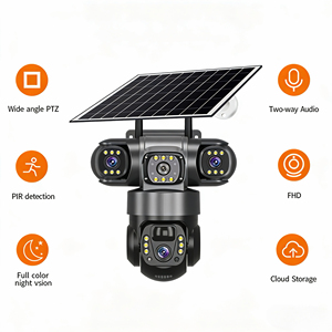 Cámara IP 4G YANX de 3 Lentes, HD 12MP 6K, CCTV para Exteriores, Impermeable, Visión Nocturna, Bidireccional, PTZ, Seguimiento Móvil, V380 PRO, Cámara Solar en la Nube - Product Image 3