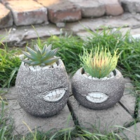 Dessin animé dents conception polyrésine Pot de fleur décoration de jardin extérieur avec amour et mer thème cadeaux Sculpture artificielle résine artisanat