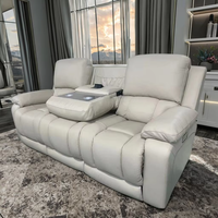 Ensemble de canapés inclinables modernes 3+2+1 en cuir véritable, réglables électriquement avec port USB pour la maison et le bureau