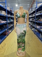 Expédition Rapide CY901773 Maillot de Bain d'Été Imprimé en Maille Sexy pour Femme Ensemble Trois Pièces 2025