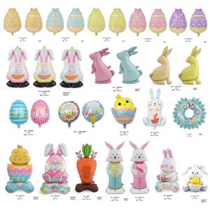 Joyeuses Pâques Base Debout Lapin Carotte Feuille Ballon Fête Célébration Décoration Fournitures Feuille D'aluminium Ballons De Pâques Jouets - Product Image 4