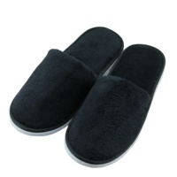 Chaussons jetables noirs pour salon, spa, hôtel avec semelle noire, chaussons cadeaux