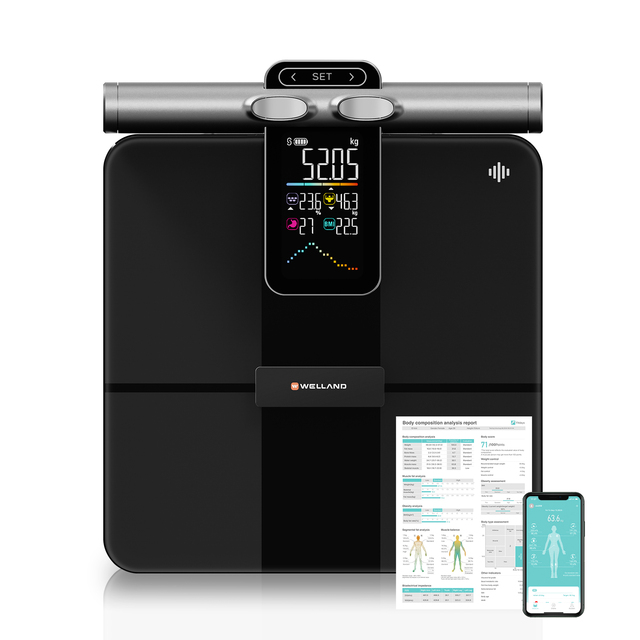 Intelligent Bioimpedance Digital Body Fat Smart Scale With 8 Point Contact Electrodes for Weight Measuring BIA Scale Type