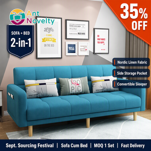 Divano Letto Moderno in Tessuto Stile Nordico Antnovelty, Arredamento per Soggiorno, Divano Convertibile con Tasca Laterale per Piccoli Appartamenti - Product Image 1