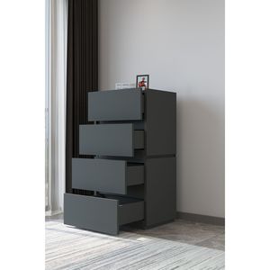 Cómoda Moderna de 4 Cajones en Antracita, Estilo Nórdico Minimalista de Lujo, Mueble de Almacenamiento para Dormitorio, Hecho de Roble y Metal - Product Image 4