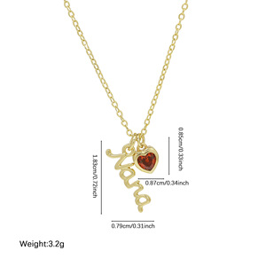 Collier Pendentif Cœur Créatif <span class=keywords><strong>Nana</strong></span> en Cuivre Plaqué Or 18K, Chaîne Tendance, Pierre de Naissance de Décembre, Cadeau Fête des Mères, Vente en Gros - Product Image 5