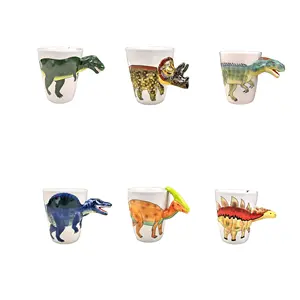 陶瓷3D恐龙咖啡杯儿童生日礼品杯，带手柄的动物形状可爱饮料杯
