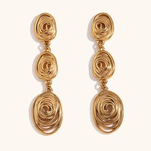 Set di gioielli di moda donna europei stati uniti collana a spirale di personalità temperata 18K placcato oro conchiglia orecchini anello - Product Image 4