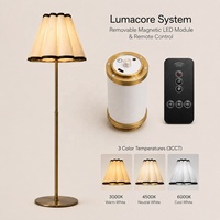 Lampe de table simple sans fil à hauteur réglable, rechargeable en courant continu, avec module LED magnétique et abat-jour plissé, base E14, idéale pour les locations de mariage