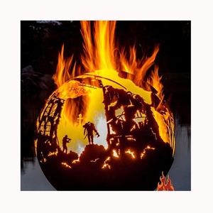 BARBECUE Fuoco Ciotola Corten Acciaio Inox <span class=keywords><strong>Camino</strong></span> Grill All'aperto <span class=keywords><strong>Camino</strong></span> Corten Acciaio Inox Sferico Buca per il Fuoco <span class=keywords><strong>Griglia</strong></span> - Product Image 2