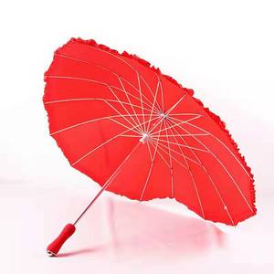 SUNDAY <span class=keywords><strong>Parapluie</strong></span> droit de luxe pour adultes Saint Valentin Mariage Pongé en <span class=keywords><strong>forme</strong></span> de <span class=keywords><strong>coeur</strong></span> rouge Cadre en fibre de verre et fer - Product Image 5