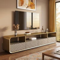 Ensemble meuble TV et table basse de style italien de luxe, moderne, minimaliste du milieu du siècle, pour salon de villa, en dalle de granit et MDF écologique