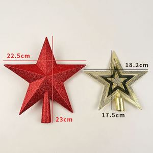 Árbol de Navidad Promocional para Decoración, Dorado y Rojo con Brillantina, Plástico, Hermosa Estrella - Product Image 3