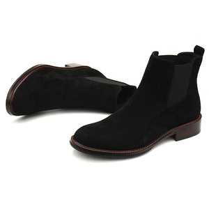 Stivali Chelsea da <span class=keywords><strong>Uomo</strong></span> in Pelle Scamosciata Resistenti all'Usura Fatti a Mano con Fodera in Pelliccia di Pecora Nera Stivali Invernali Caldi per <span class=keywords><strong>Uomo</strong></span> Viaggio Festa - Product Image 2