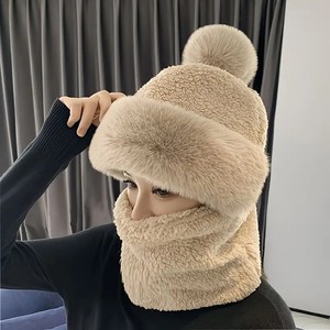 Gorros de senderismo de Invierno para <span class=keywords><strong>mujer</strong></span>, gorros cálidos de lana con gorros de bufanda, calentador de <span class=keywords><strong>cuello</strong></span> para hombres y niños, gorros Skullies - Product Image 3