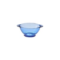 Bol en verre bleu Double poignées plat jetable résistant aux hautes températures pour les plats de fête de soupe de salade de fruits