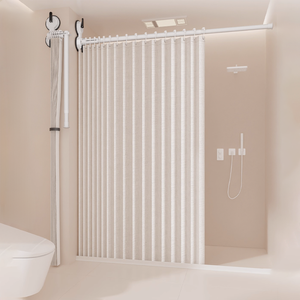 INVISIFOLD gaufre armure Faux lin <span class=keywords><strong>rideau</strong></span> <span class=keywords><strong>de</strong></span> <span class=keywords><strong>douche</strong></span> ensemble anneaux pas <span class=keywords><strong>de</strong></span> perceuse pour salle <span class=keywords><strong>de</strong></span> bain moderne Nano vide Tech séchage rapide étanche - Product Image 5