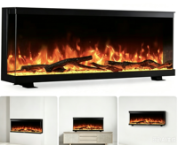 Cheminée électrique moderne 1500W à 3 faces avec flammes RGB pour maison et hôtel, fonctionnement en anglais, décoration de salon