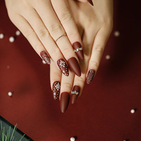 Faux ongles réutilisables BIN pour les fêtes, ongles artificiels en gel souple faits à la main, vente en gros, ongles à presser pour l'hiver et Noël