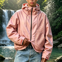 Veste de pluie réactive à l'eau personnalisée de haute qualité motif guépard, doublure personnalisée révélant un imprimé léopard, coupe-vent à changement de couleur