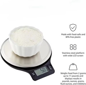 Balance de cuisine numérique en acier inoxydable noir RTS Basics, écran LCD, piles incluses, mesure jusqu'à 11 livres pour les aliments - Product Image 4