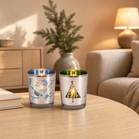 Porte-bougie en verre de Noël, coupelle à bougie votive, flocon de neige, renne, sapin, décoration de table de fêtes, vente en gros