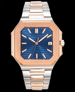 Montre de luxe pour homme, conçue sur mesure, avec affichage du calendrier, cadran en cristal de saphir bleu et bracelet en acier inoxydable - Product Image 5