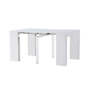 Table à manger pliable en bois de chêne massif, Table avec plateau en verre, extensible, pour salle à manger - Product Image 6